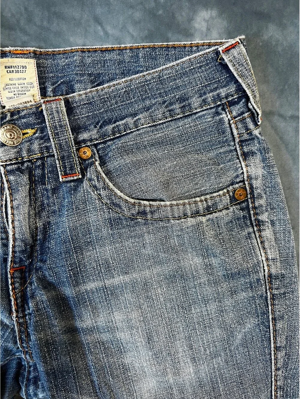True Religion Jeans Mens Size 32 Light Wash Bobby Straight USA Y2K VTG - 1054-1Q